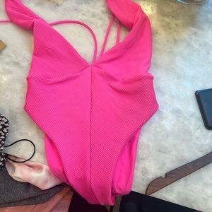 Luli fama pink one piece swim